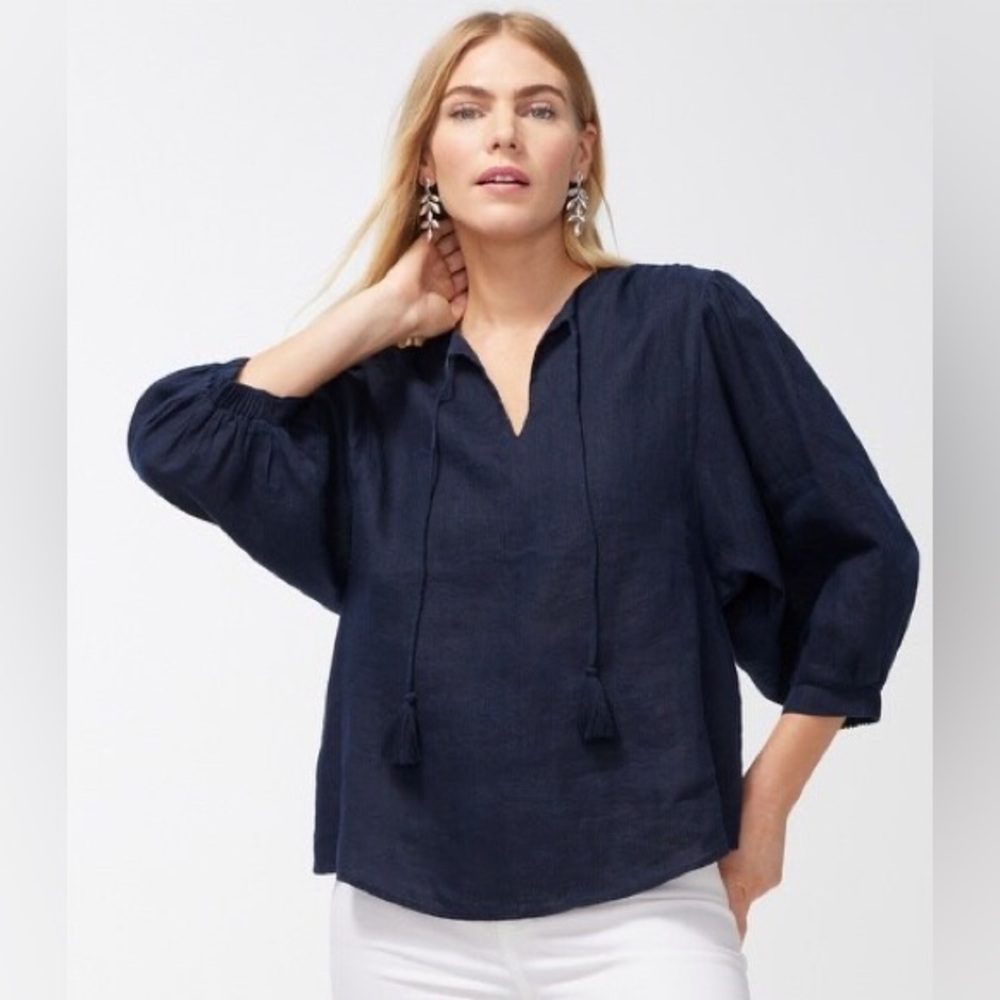 Chicos Linen Popover Blouse